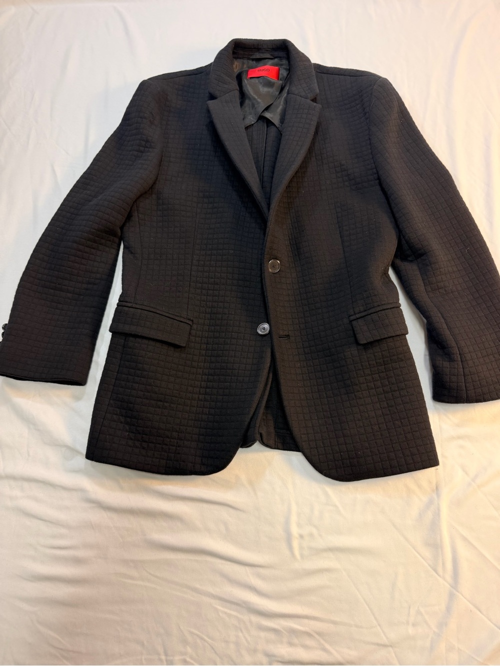 Hugo Boss HUGO Quilted Textured Black Blazer Slim Fit Designer Jacket